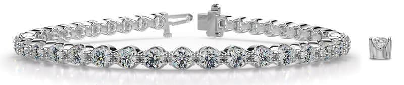 U Shape Tennis Bracelet with Side View Design