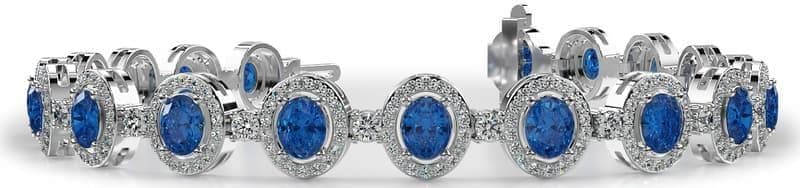 Oval Link Bracelet with Oval Gemstone Centers