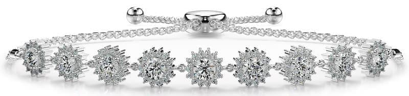 Adjustable Diamond Flower Bracelet with Floral Sections