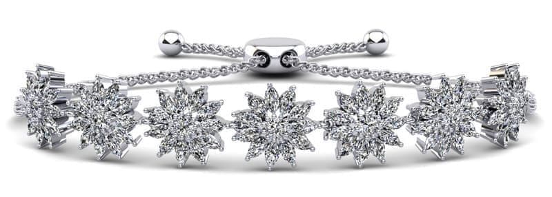 Marquise Diamond Flower Bracelet with Adjustable Chain