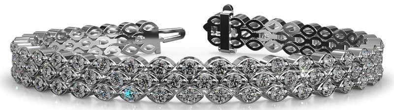 Three Row Round Marquise Illusion Diamond Bracelet