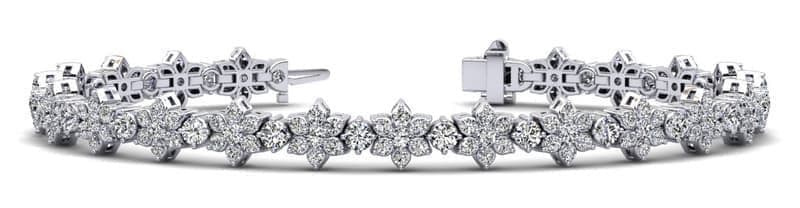 Flower Link Bracelet with Round Diamonds Center Accents