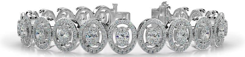 Oval Diamond Bracelet with Round Diamond Accents