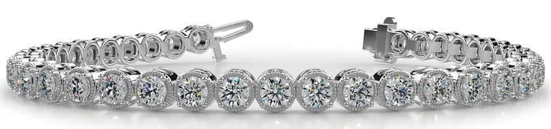 Round Diamond Bracelet with Milgrain Edge Links