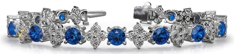 Alternating Clusters Diamond and Gemstones Bracelet