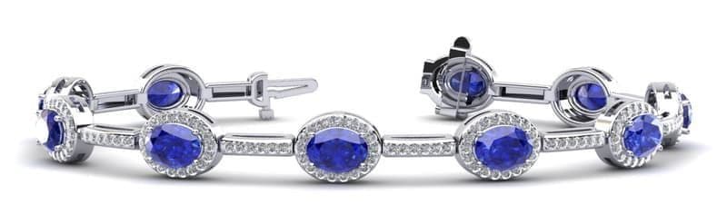 Oval Halo Diamond and Gemstone Bracelet