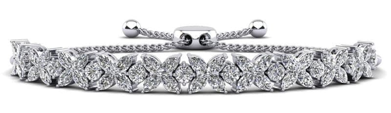 Flowers of Marquise Diamond Adjustable Bracelet