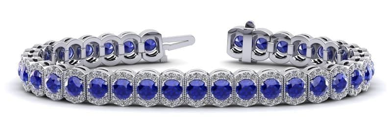 Halo Vintage Diamond and Gemstone Bracelet