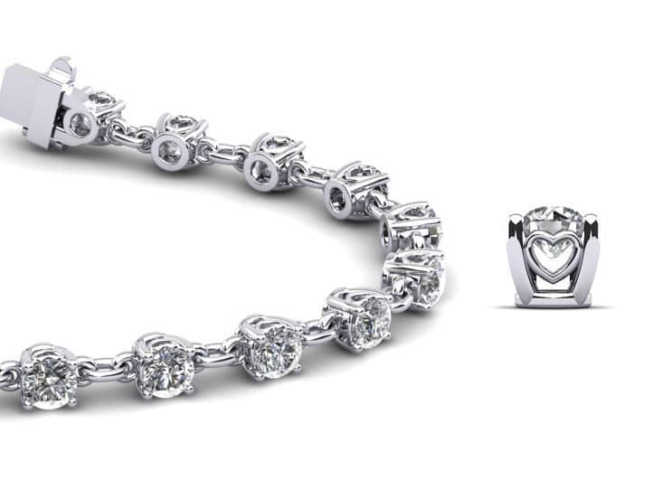 Sweetheart Chain Link Diamond Tennis Bracelet