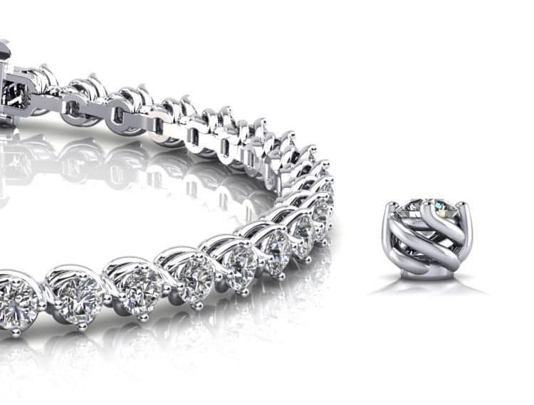 Diamond Tennis Bracelet with Waved Prong Setting