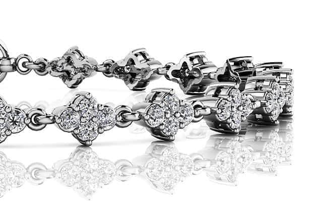 Flower Cluster Link Diamond Bracelet