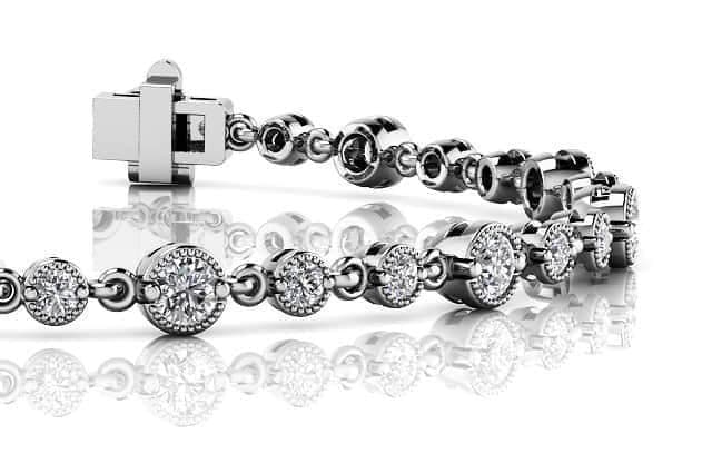 Milgrain Chain Link Diamond Bracelet
