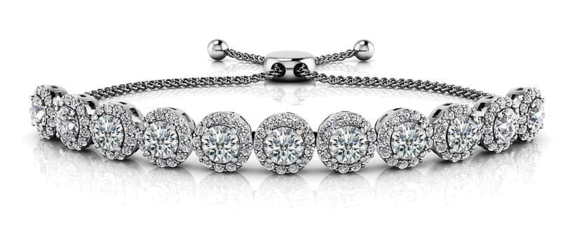Round Halo Adjustable Diamond Bracelet