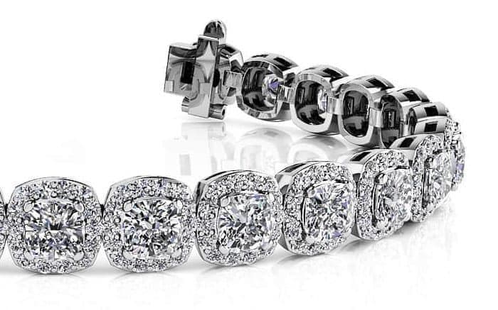 Radiant Cushion Cut Halo Diamond Tennis Bracelet