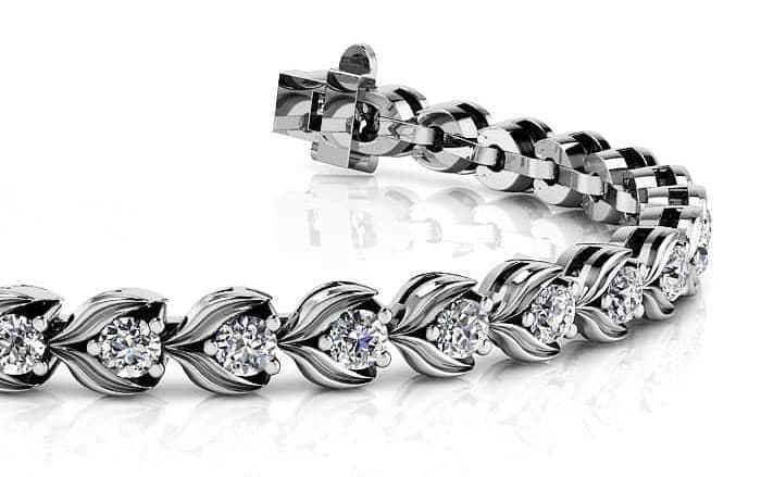 Diamond Flower Link Tennis Bracelet In