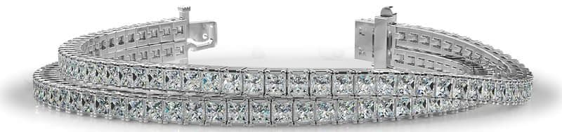 Elegant 2 Row Princess Cut Diamond Tennis Bracelet