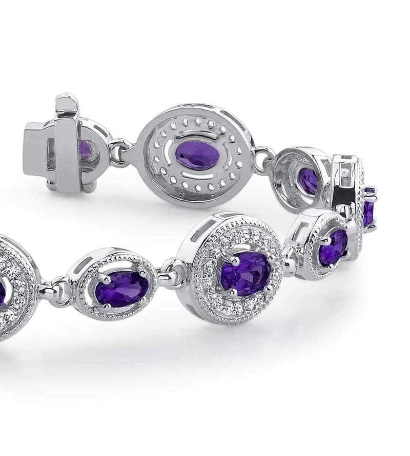 Vintage Oval Gemstone and Diamond Bracelet