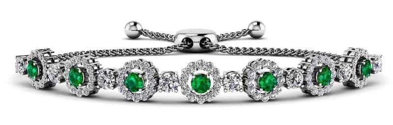Bolo Gemstone and Diamond Circle Link Bracelet