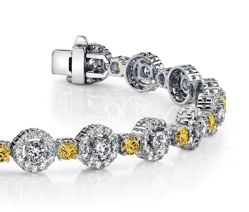 Gemstone and Diamond Circle Link Bracelet