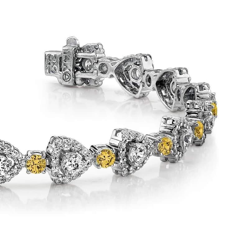 Triangular Diamond Link Color Stone Bracelet
