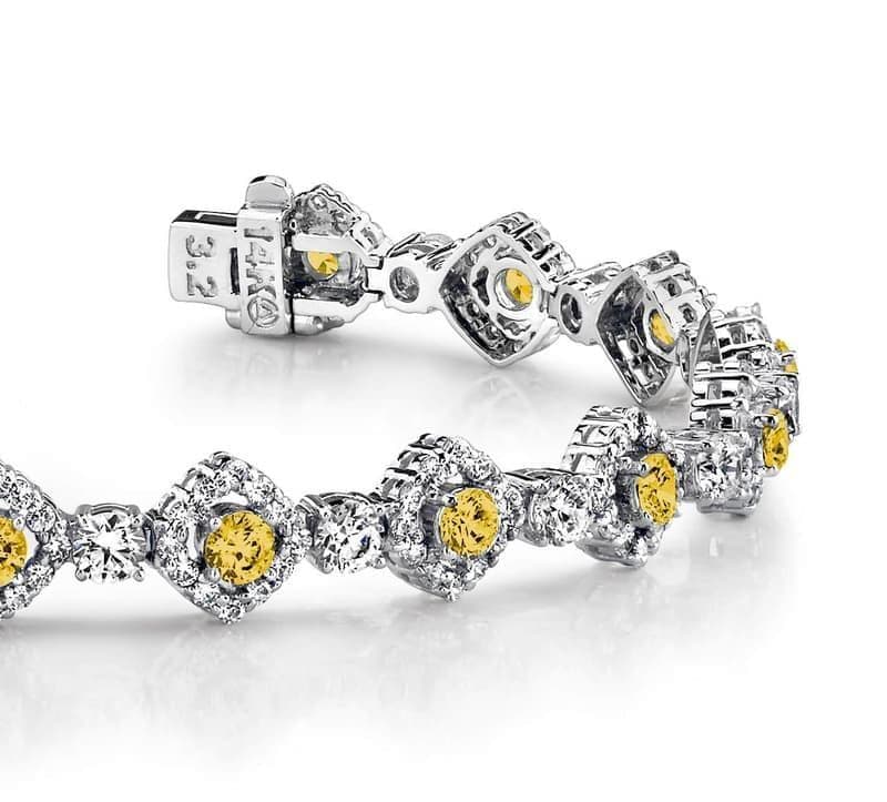 Vintage Square Link Gemstone Diamond Bracelet