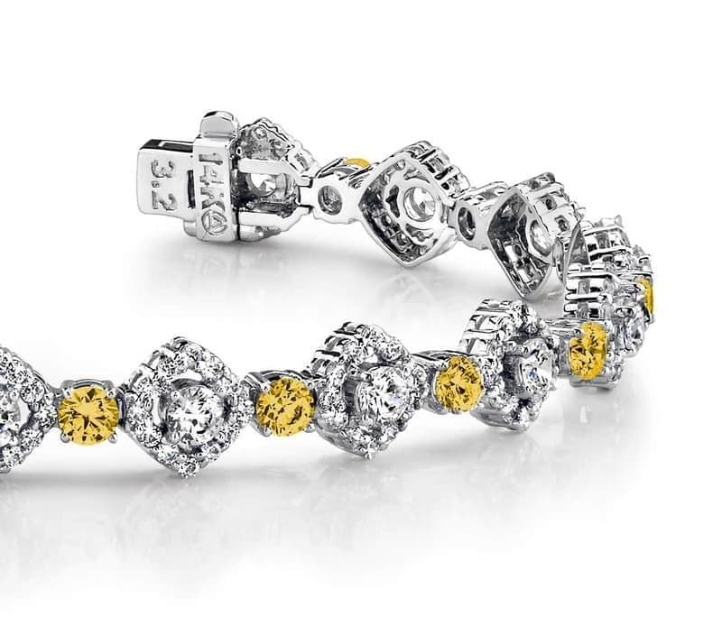 Vintage Square Shaped Gemstone Diamond Bracelet