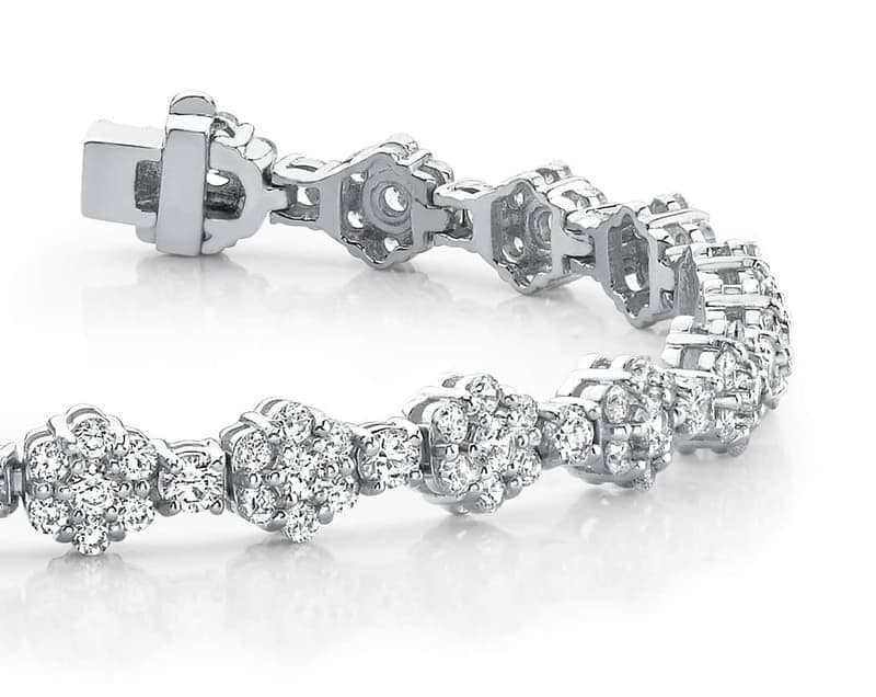Flower Link Diamond Cluster Bracelet