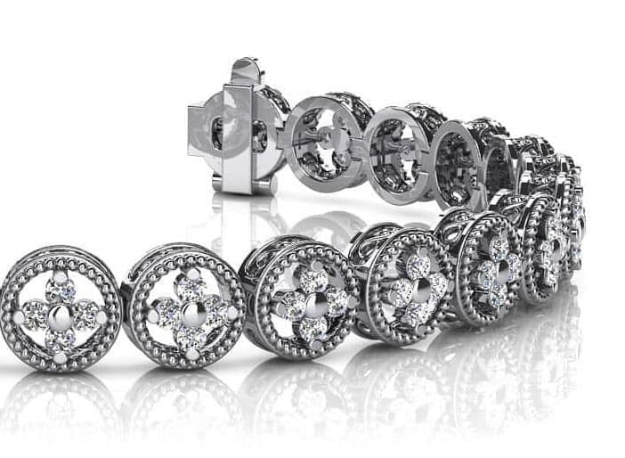 Antique Diamond Cross and Circle Bracelet