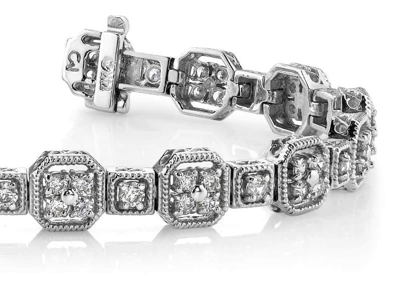 Antique Square Link Diamond Bracelet