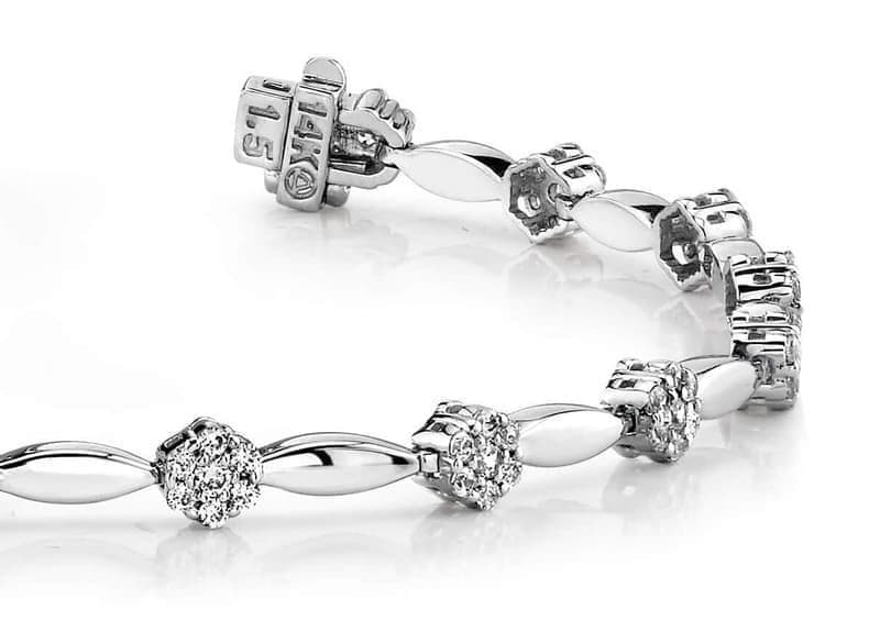 Diamond Cluster Link Bracelet In