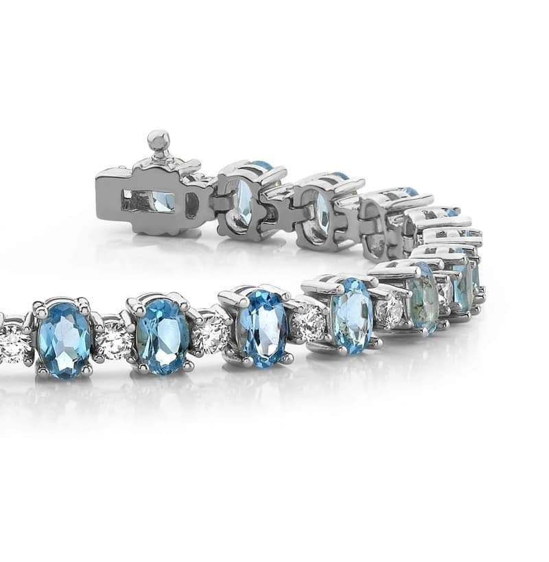 Oval Gemstone with Accent Diamonds Bracelet
