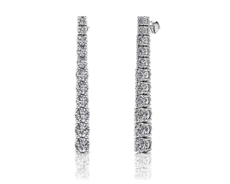 Glistening Diamond Graduated Dangle Drop Earrings