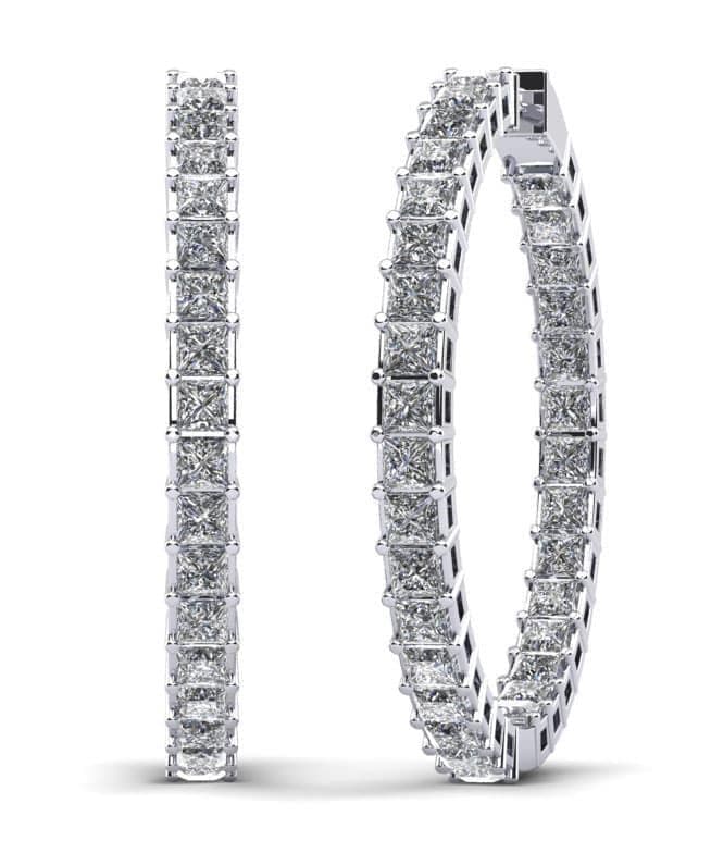 Princess Cut Diamond Hoop Earrings Large