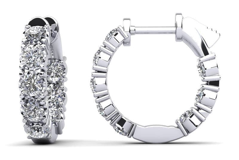 Diamond Crown Hoop Earrings Petite