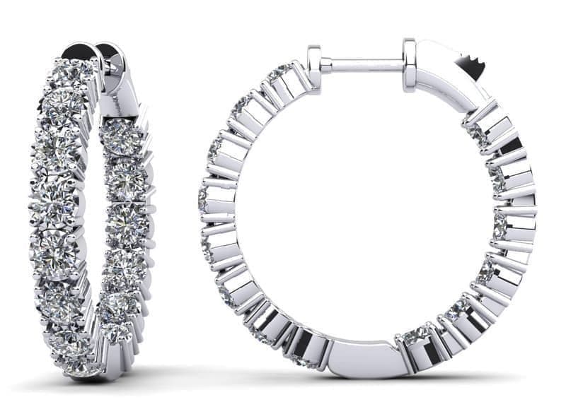 Diamond Crown Hoop Earrings Small