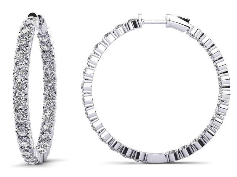 Diamond Crown Hoop Earrings Large