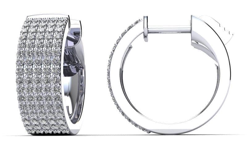 Five Row Brilliant Huggie Diamond Hoop Earrings