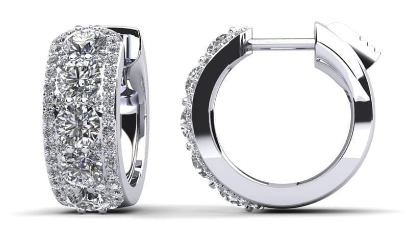 Three Rows Bold and Round Huggie Hoop Earrings