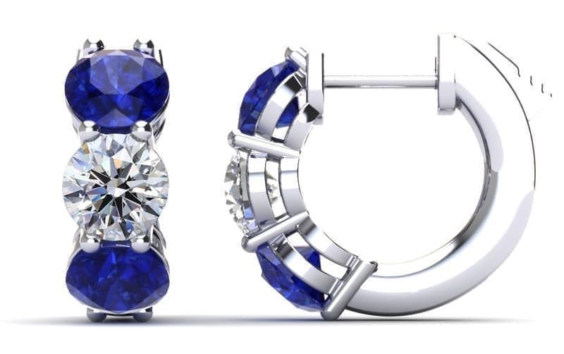 Brilliant Diamond and Gemstones Huggie Hoops
