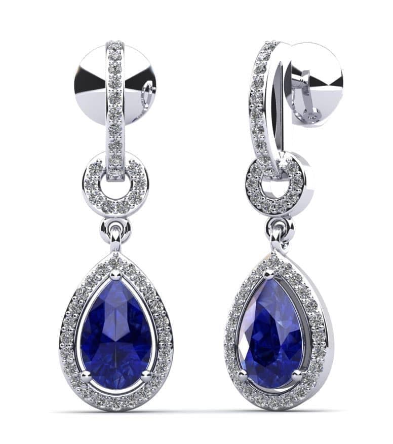 Pear Drop Dangle Diamond and Gemstone Earrings