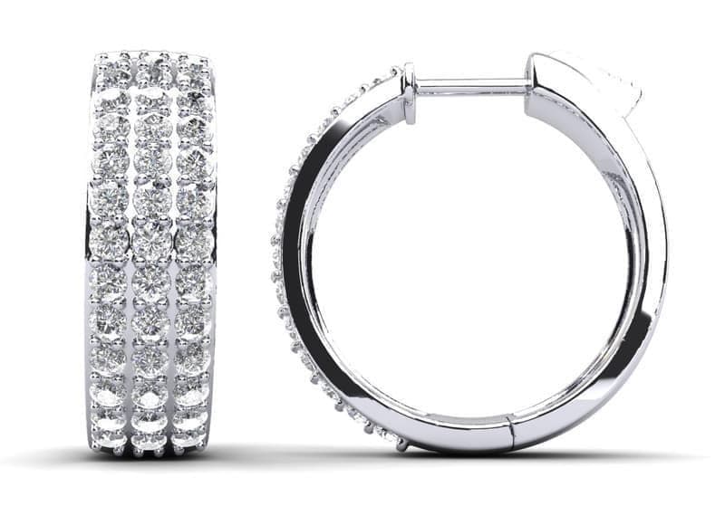 Three Rows Diamond Hoops