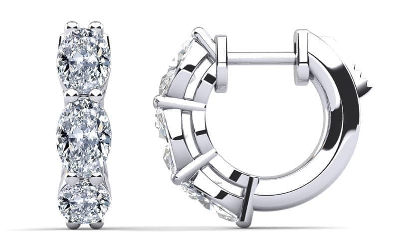 Six Stone Oval Diamond Hoop Earrings