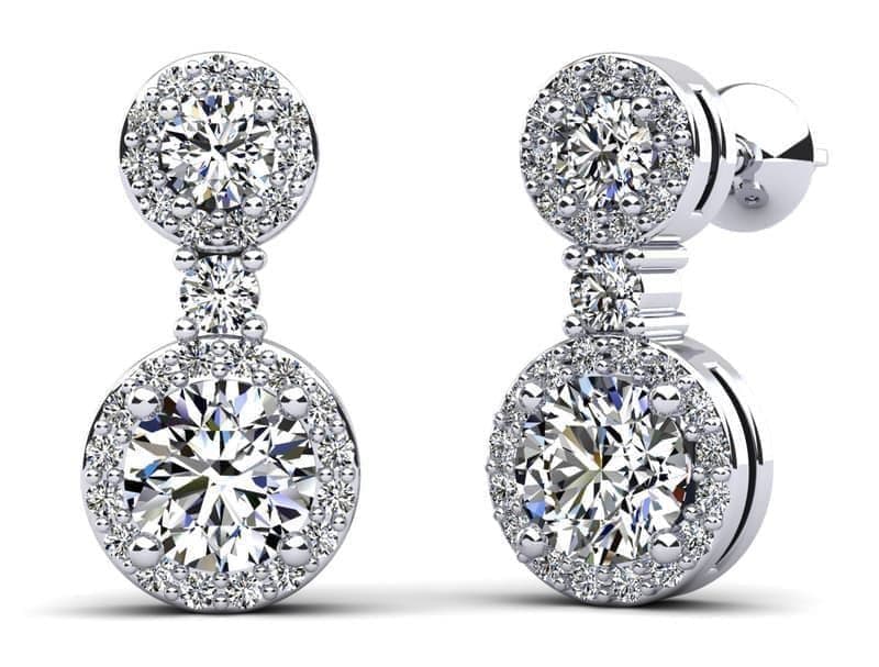 Stunning Diamond Earrings with Double Halo Design