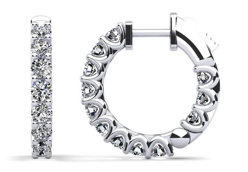 U Shape Prong Diamond Hoop Earrings Small