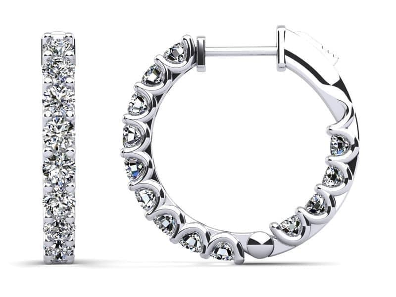 U Shape Prong Diamond Hoop Earrings Medium
