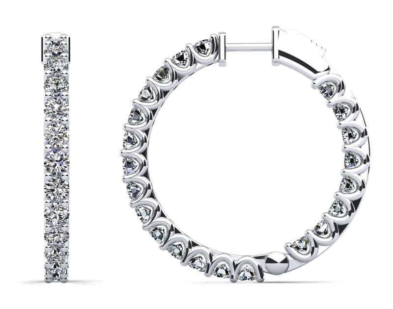 U Shape Prong Diamond Hoop Earrings Large