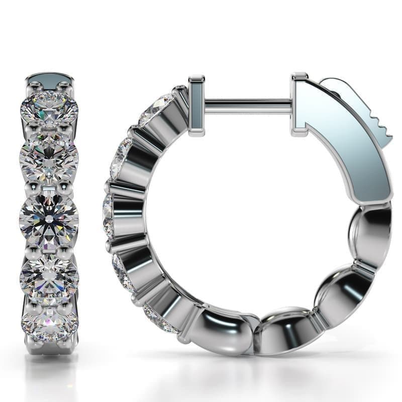 Ten Brilliant Diamond Front Facing Hoop Earrings