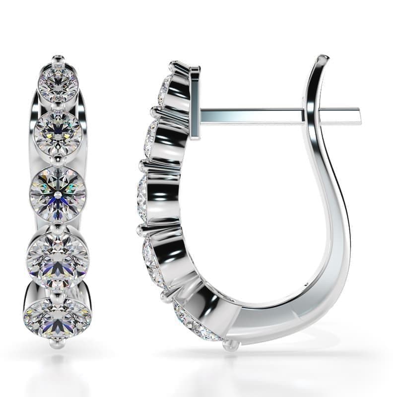Graduated Diamond Hoops With Stone Tapered Sparkle Design