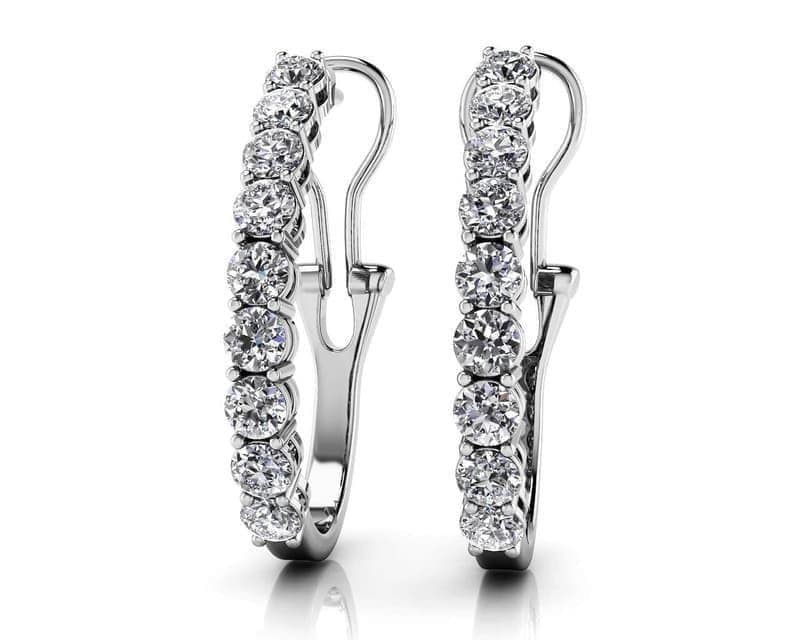 Oval Scooped Diamond Earrings