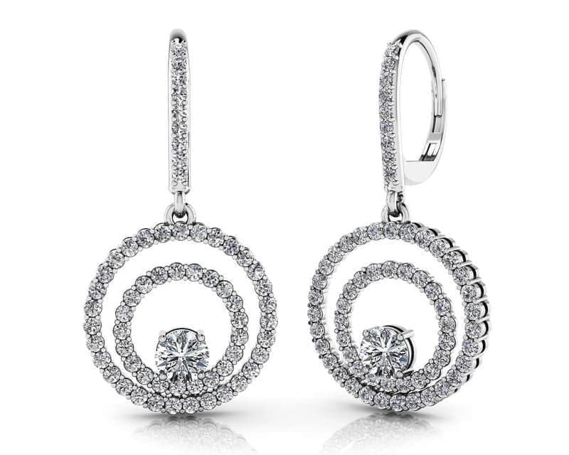 Circular Diamond Drop Earrings